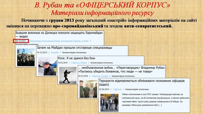 Рубан - российский политический проект: презентация СБУ о деятельности руководителя Офицерского корпуса 16