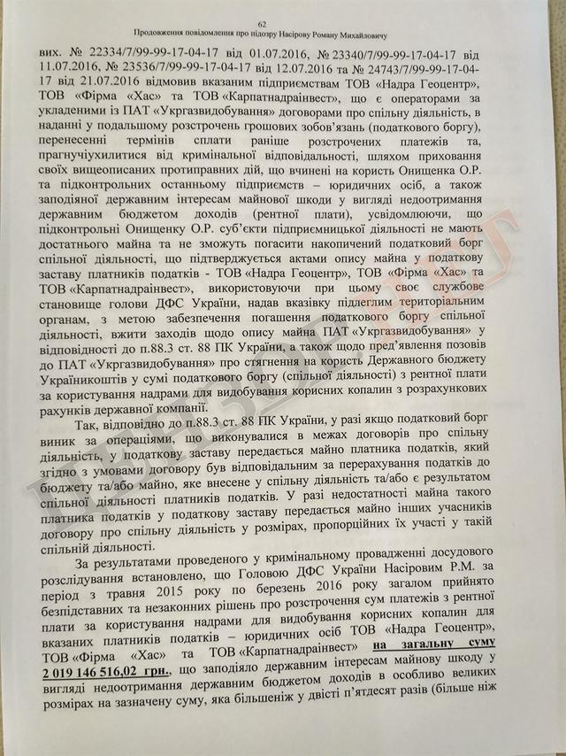 Підозра Насірову на 2 мільярди гривень. Повний текст 62 Підозра Насірову на 2 мільярди гривень. Повний текст 62