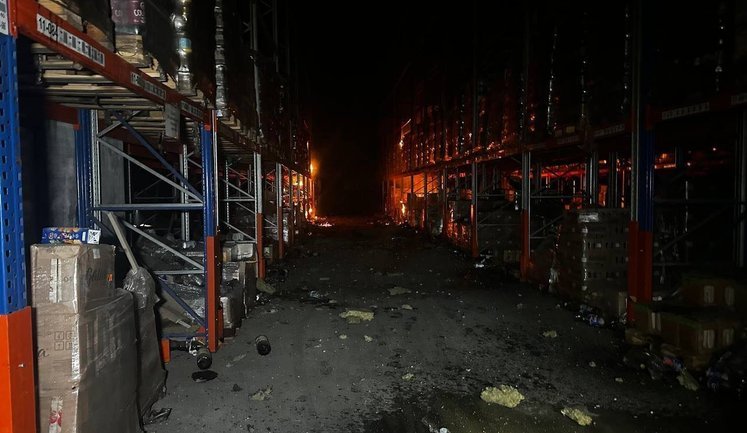 Enemy strikes previously targeted warehouses containing goods in Odesa region overnight. PHOTO