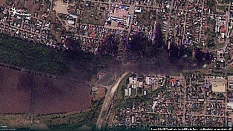 The aftermath of the strike on the oil depot in the Krasnodar Krai of the Russian Federation
