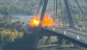 Enemy has struck North Bridge in Kyiv again. VIDEO&PHOTOS