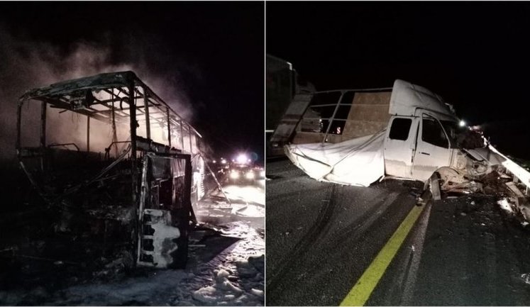 Bus from Donetsk burnt in Russia in result of car accident