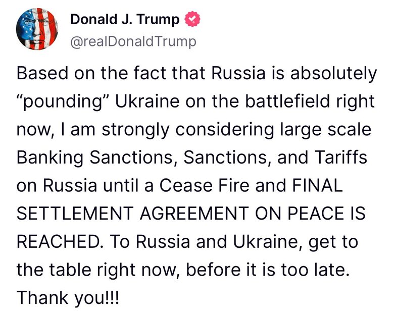 Трамп закликає Україну та РФ сісти за стіл переговорів