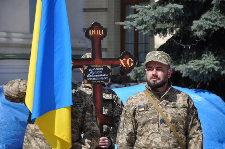 Farewell to cyborg paratrooper of 95th Brigade Ruslan Borovik, who died in battles with Russian occupiers in east, said goodbye in Kyiv 18