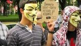 Люди в масках пытались "убить" Партию регионов. ФОТОрепортаж