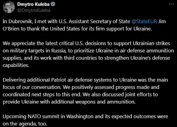 Дмитро Кулеба про перемовини з Джеймсом О’Браєном