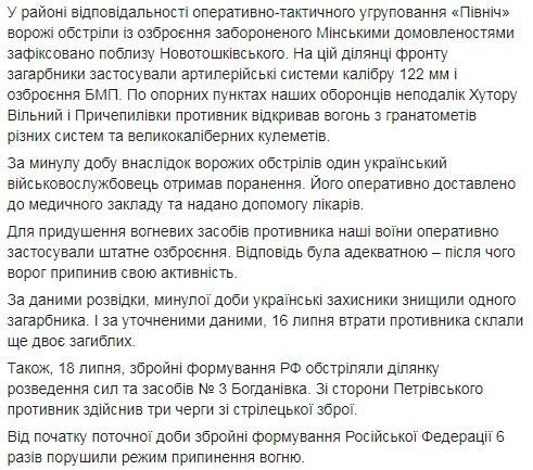 Оккупанты РФ вчера 13 раз атаковали позиции ОС, ранив бойца. Сегодня - 6 обстрелов 02