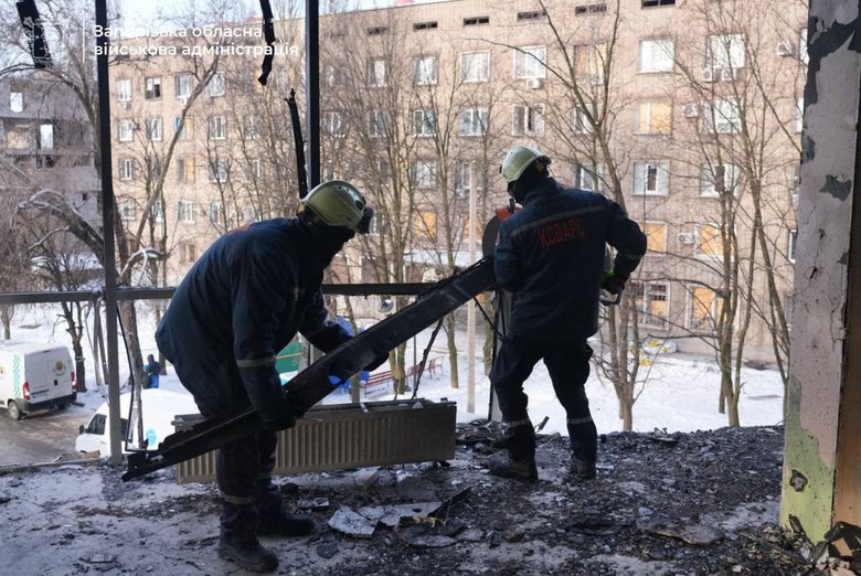 Наслідки атаки дронів на місто Запоріжжя