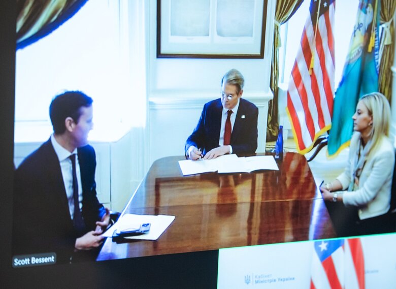 Scott Bessent signs a memorandum of understanding on a minerals agreement with Ukraine