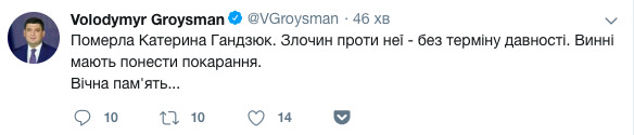 Злочин проти Гандзюк не має терміну давності, - Гройсман 01