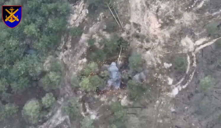 Servicemen of 406th Separate Airborne Brigade of Ukrainian Navy destroy enemy’s "Hyacinth-B" cannon, which shelled Kherson region. VIDEO