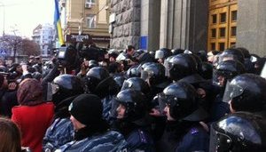 Clashes between demonstrators and police occurred in Kharkiv. PHOTO