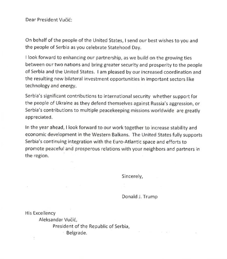 Дональд Трамп подякував Вучичу за допомогу Україні