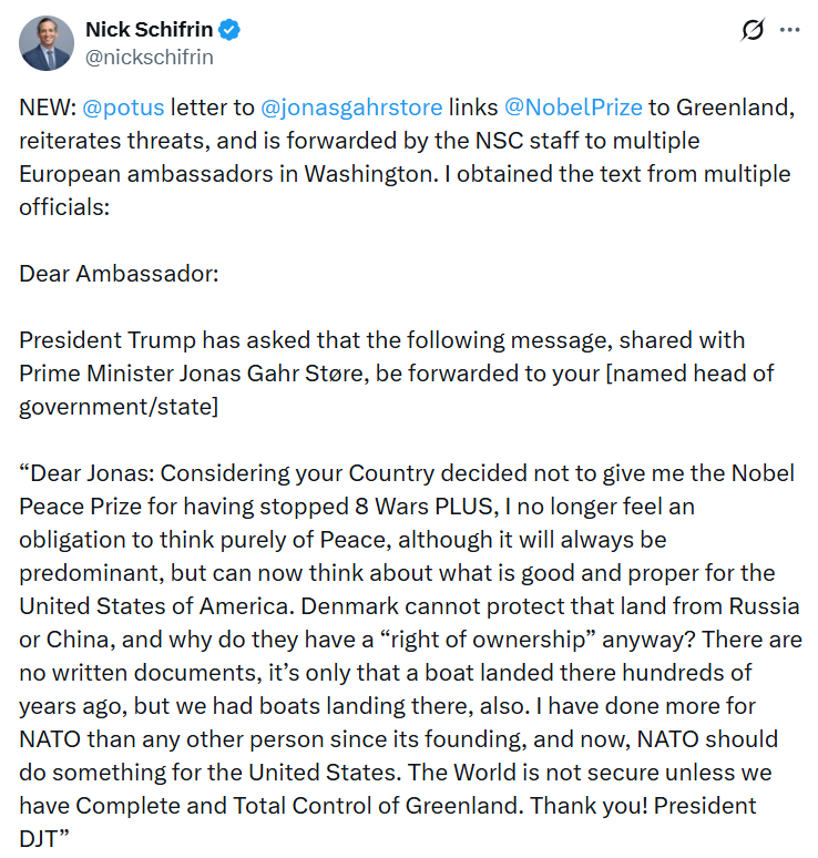 Трамп написав листа Стере щодо Гренландії