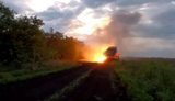 During a Salyut-1 salvo, one of the rockets malfunctioned, causing the launcher to catch fire.