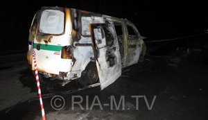 Unknown persons shot and set on fire collector car in Zaporizhia region (updated). PHOTOS