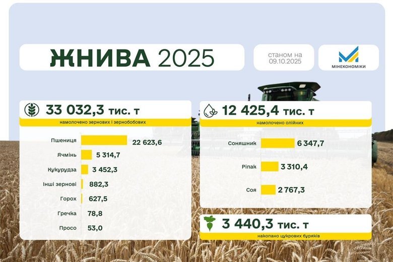 В Україні вже зібрали урожай на 67% засіяних площ. Які області в лідерах?