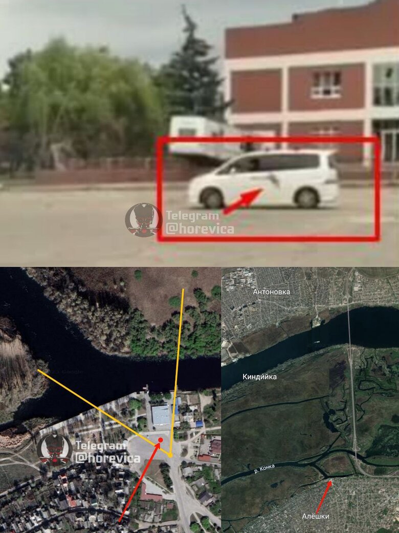 Bavovna in occupied Oleshky: moment of arrival on square 01