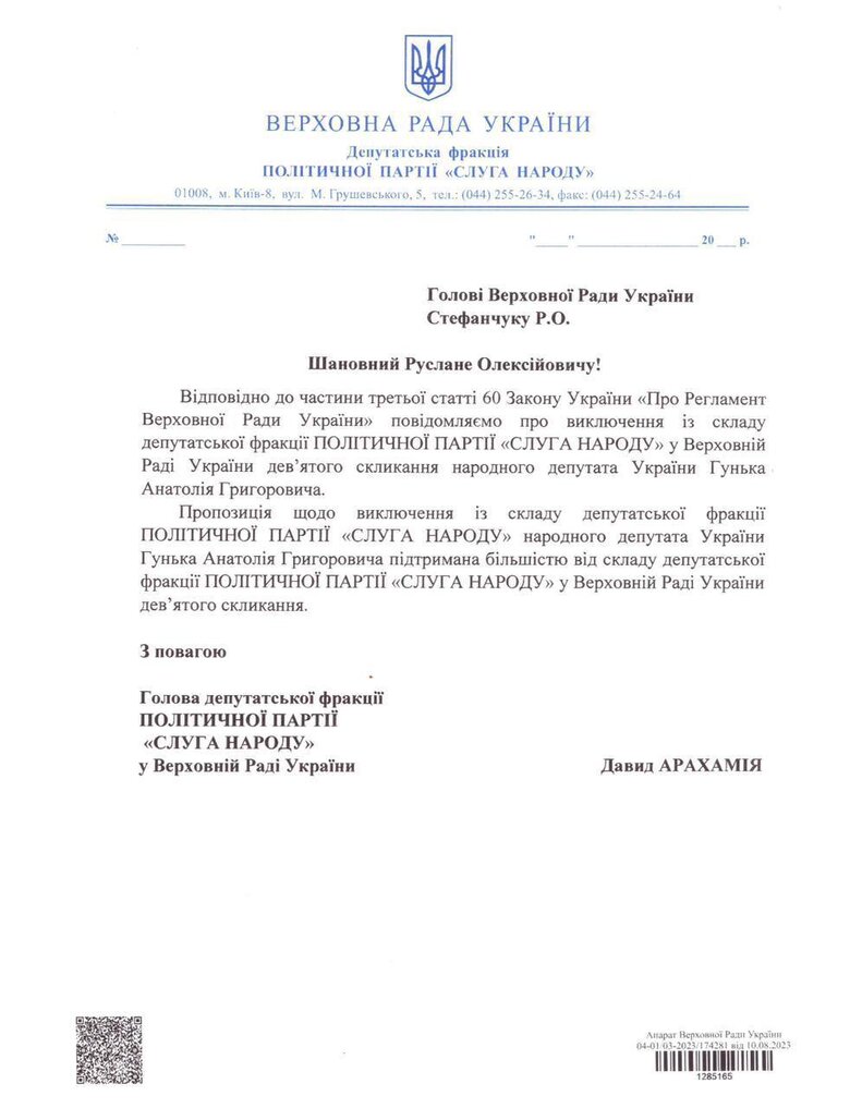 Слуг народу Торохтія та Гунька виключили з фракції 01