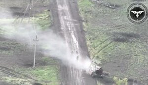 Ukrainian FPV drone strikes at Russian MT-LB with armored infantry in Avdiivka direction. VIDEO