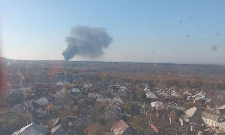 В оккупированной Ясиноватой в Донецкой области большой пожар 01