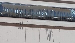 Unknown individuals in Lviv damaged street sign bearing name of Iryna Farion: police are identifying those responsible. PHOTO