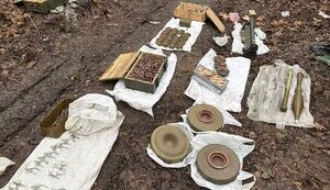 58 hand grenades of various types, mines, including anti-tank mines, anti-tank grenade launcher and more than 1,600 rounds of ammunition found in forest belt in Poltava region. PHOTOS