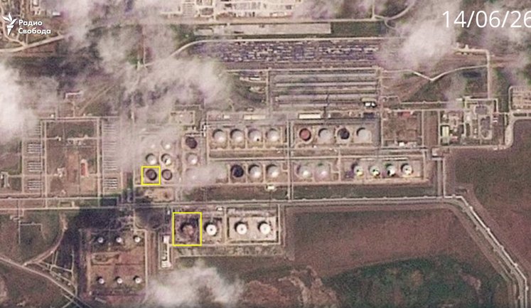 At least two tanks have been damaged at "Tamanneftegaz" terminal in Russia SATELLITE IMAGES