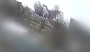 Moment enemy missile hit object in Kyiv region. VIDEO