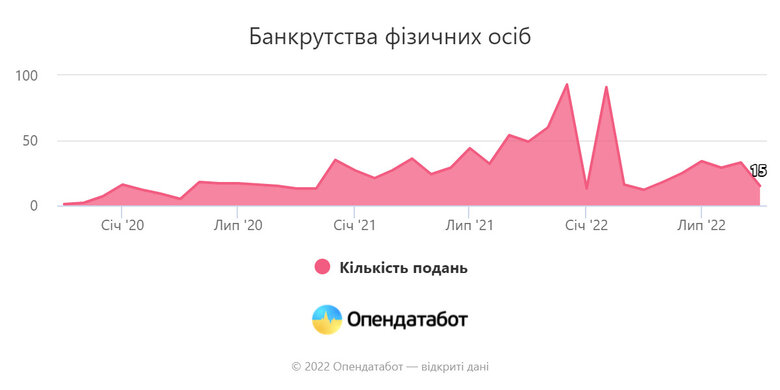 Майже 1000 українців вирішили оформити банкрутство через суд, – Опендатабот 01