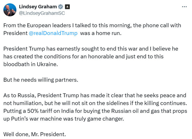 Трамп создал условия для прекращения войны Заявление Грэма