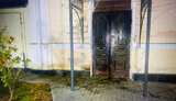 Burned synagogue doors