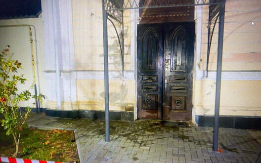 Burned synagogue doors