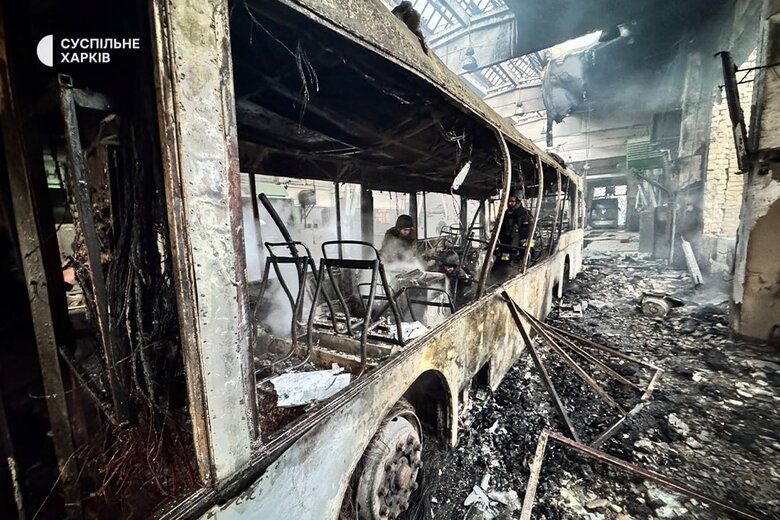 Тролейбусне депо у Слобідському районі Харкова - наслідки атаки