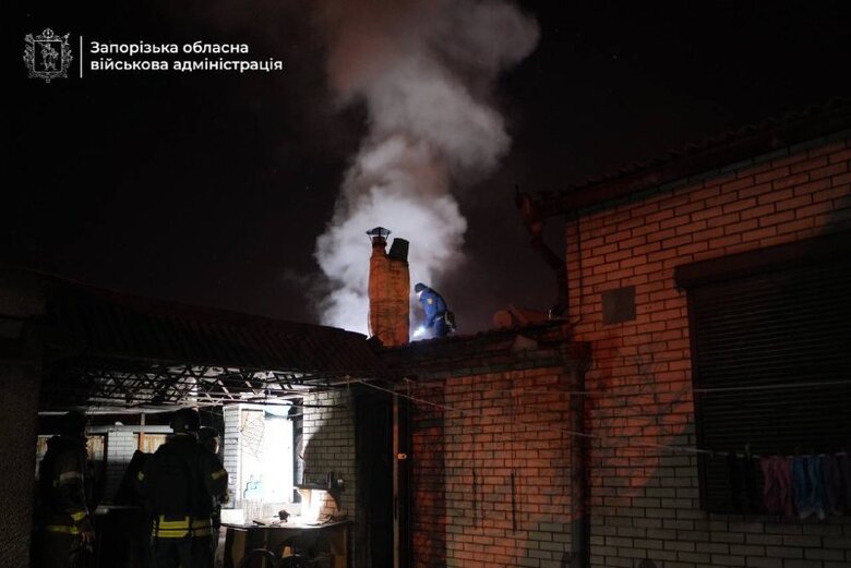 fire in Zaporizhzhia as a result of a drone attack