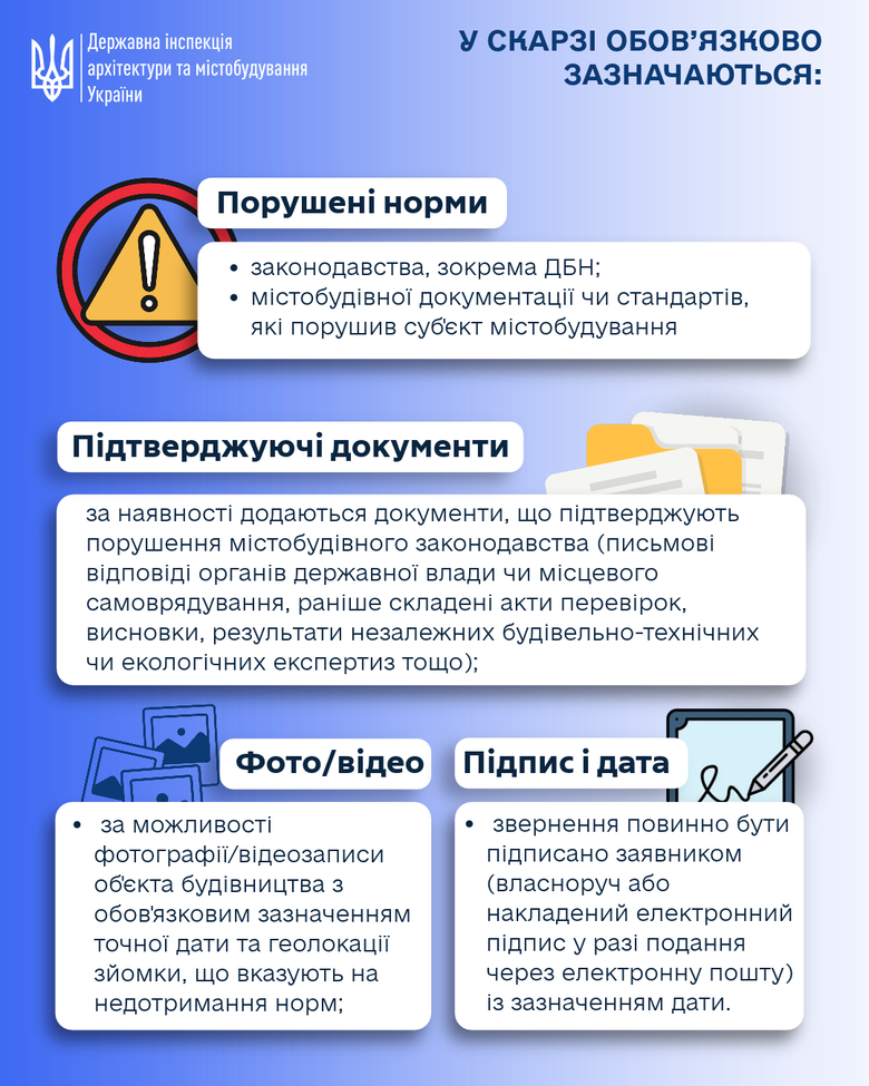 Інспекція містобудування затвердила нові вимоги до скарг на порушення в будівництві