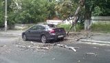 Ураган в Киеве: Ветром повалило дерево на авто. ФОТОрепортаж+ВИДЕО