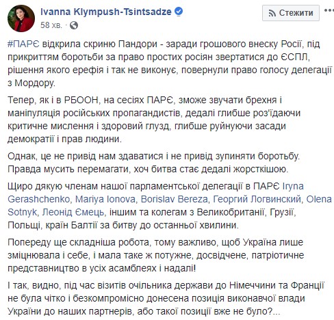 ПАРЄ відкрила ящик Пандори заради грошей Росії, - Климпуш-Цинцадзе 01