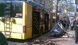 Подробности ДТП на ул. Артема - водитель троллейбуса сбил клумбы, ситилайт и дважды переехал человека на остановке. ФОТОрепортаж.
