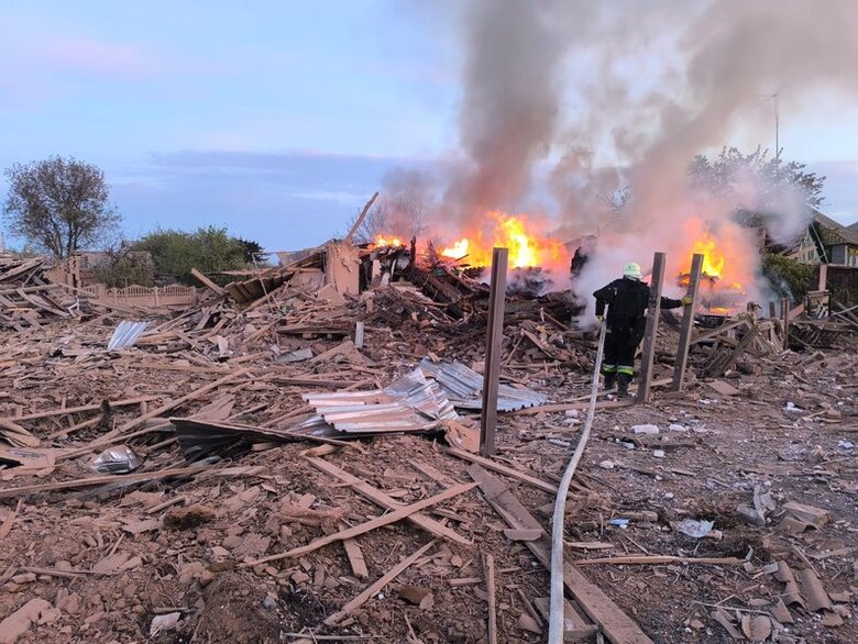 A military officer's house in Zolochiv destroyed