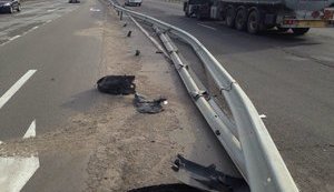 Russian attache Ryshnikov's Camry ran into guardrail outside Kyiv, driver showing "obvious signs of intoxication." PHOTOS