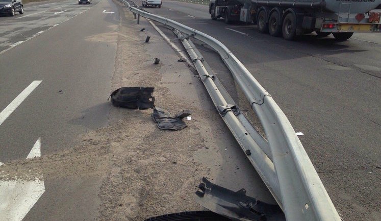 Russian attache Ryshnikov's Camry ran into guardrail outside Kyiv, driver showing "obvious signs of intoxication." PHOTOS