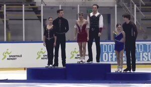 Українські фігуристи відмовились від обіймів з росіянами під час нагородження у Будапешті. ВIДЕО