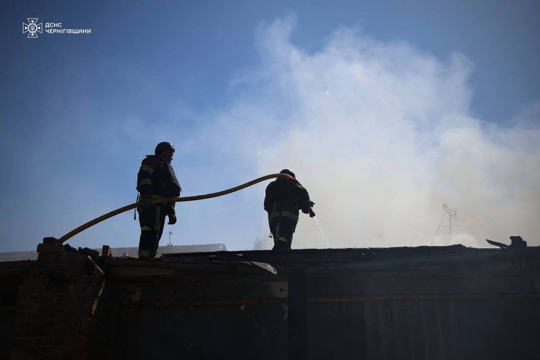 Russian strike sparks fire at enterprise in Chernihiv
