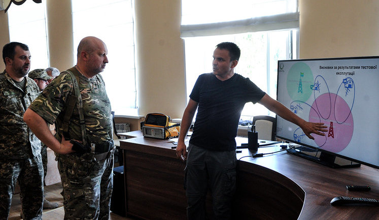NSDC Secretary Turchynov tested system that jams anti-Ukrainian broadcast in Donbas. PHOTOS