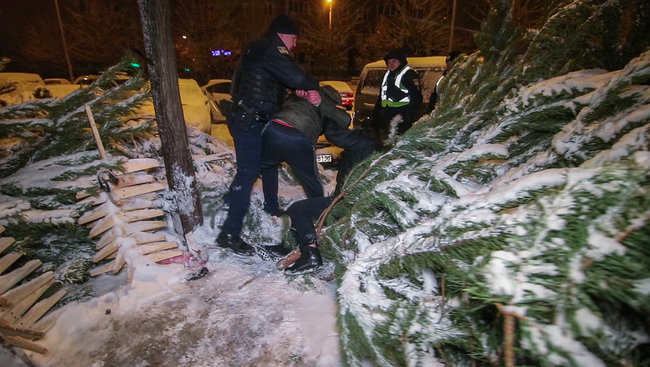 Похищение елки в Киеве закончилось дракой с применением ножей, топора и газа 03
