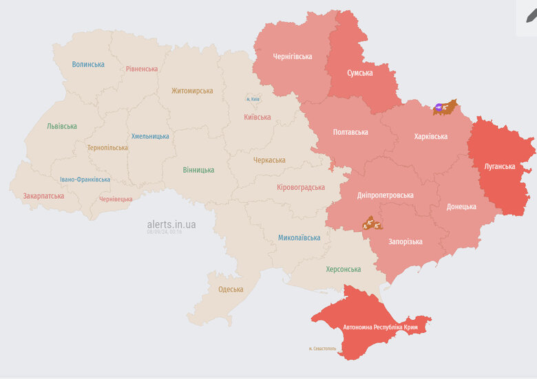 Карта повітряних тривог в Україні
