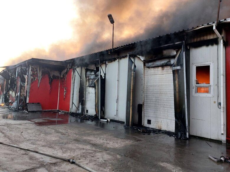Russian strike on a meat processing plant in Bohodukhiv
