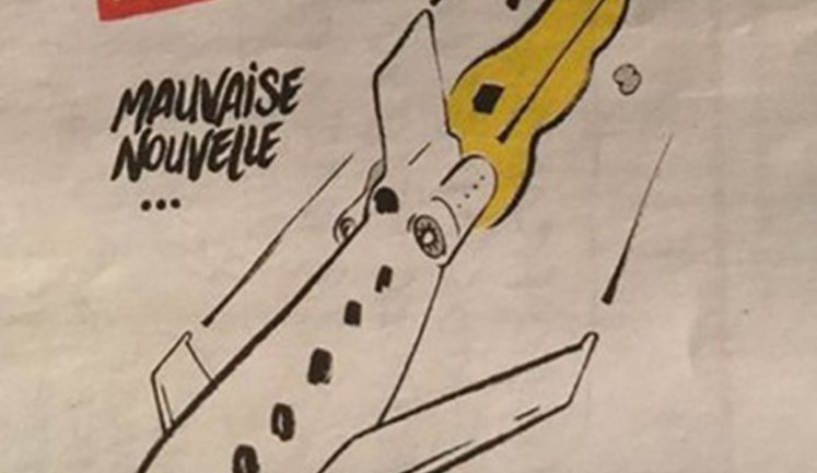Французький сатиричний журнал Charlie Hebdo опублікував карикатуру на тему катастрофи російського Ту-154. ФОТО