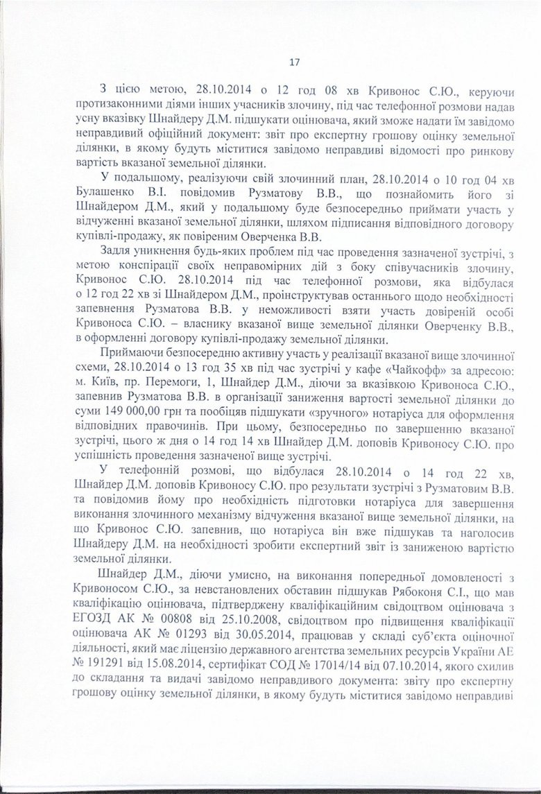 Charges against NABU Director Kryvonos: full text